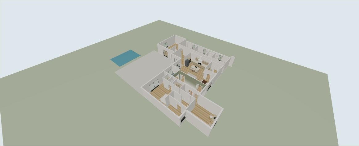 Overhead measured 3D model showing the new gallery partitions.
